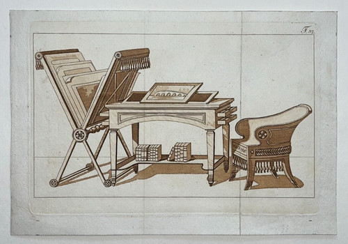 Bureau acajou gravure mobilier - acajou,
