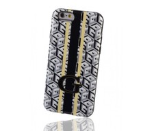 COQUE IPHONE 6 6S (4"7) GUESS CUBIQUE NOIR & BLANC SILICONE SEMI-RIGIDE (TPU)