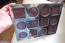 Grand cadre à photo à poser en métal argenté verso en bois pour 12 photos