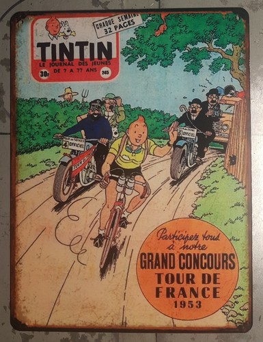 Plaque métal vintage tintin - plaque,
