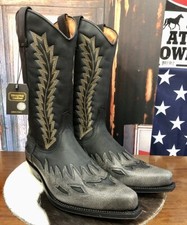 Bottes de Cuir Botas Calero Santiags Western Cow-Boy Boots Gris Noir