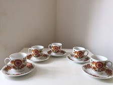 Service tasses à café fleurs orange Vintage Seltmann Germany 1970 