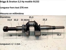 Moteur 3,5 Hp mod. 91232 - Vilebrequin longueur hors tout 276 mm
