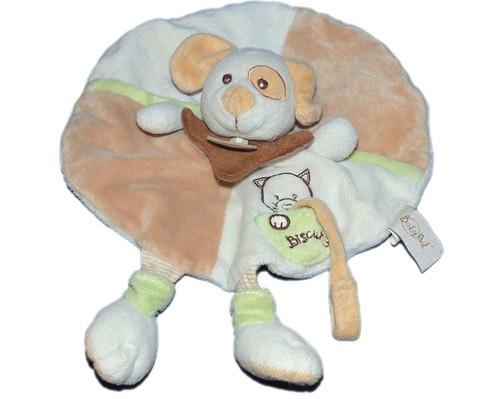 Doudou plat chien rond beige