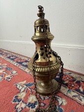 Encensoir Église ancien h 26 cm métal, argenté sur bronze