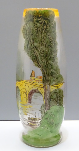 Vase verre moulé - -vase, signé