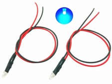 2x Ampoules Luciole LED Bleu glacial diode Pré Câblé 3mm haute luminosité 12V