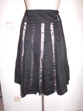 LONGUE JUPE DOUBLEE EVASEE ESPRIT NOIR BANDE SATINER ARGENT T:38