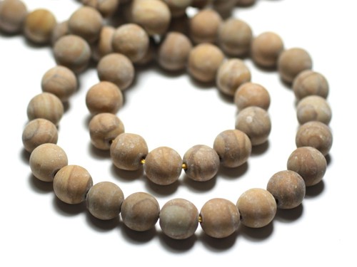 6pc perles pierre jaspe bois - perles,