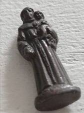 Petite statuette ancienne – Saint Antoine de Padoue avec l’Enfant Jésus – métal