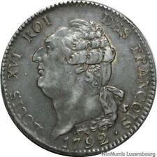 W4802 Rare Ecu Constitutionnel Louis XVI 1792 an 4 A Paris 1er Sem Argent Silver