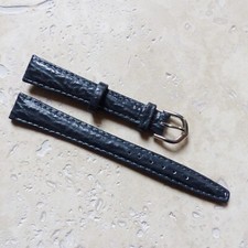 BRACELET de MONTRE en CUIR VERITABLE GRIS FONCE GRAIN REQUIN 14mm NEUF