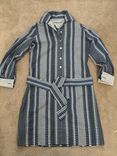 Vintage 1960s David Crystal Blue & White Polka Dot Dress w/ Belt