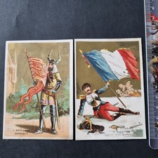 2 Chromos Dorés Drapeau Oriflamme Enfant Prodigue Angers XIXè Gilded Scrap 19thC