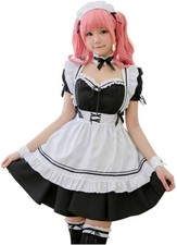 Expédié de Paris - Robe Maid Déguisement Lolita Serveuse Soubrette Blanc Noir