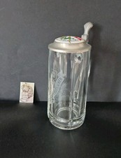 Chope de bière en verre avec couvercle 95 % ZINN Feldschlösschen O,4L