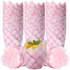 200 PCS Pink Gingham Tulip