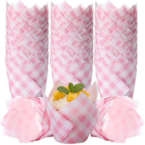 200 pcs pink gingham tulip - 200,