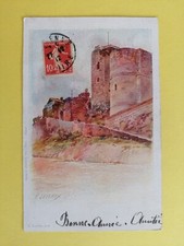 CPA de 1900 AQUARELLE 06 CANNES Les VIEILLES TOURS Signée Louis Ernest LESSIEUX