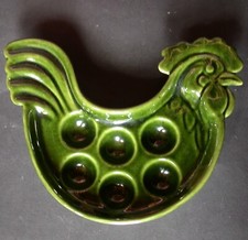 COQ POULE plat céramique VERT