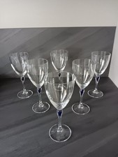 6 Verres à eau cristal d'Arques modèle venise saphir bleu