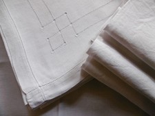 7 serviettes de table ajourées pur fil de lin blanc