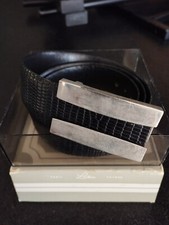 ceinture cuir noir LEZARD taille 97cm Lutèce made in France 