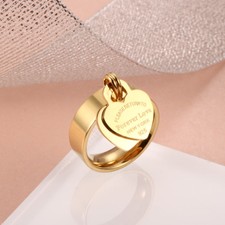 BAGUE BRELOQUE MEDAILLE PAMPILLE COEUR GRAVÉE OR FOREVER LOVE...TAILLES AU CHOIX