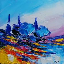 Tableau original de Sic 20X20 cm abstrait Peinture toile art  Les rangs de cultu