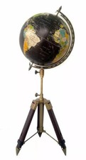 Carte du monde Atlas sur support trépied réglable vintage globe de table...