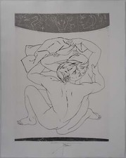 Pierre-Yves TREMOIS : Couple amoureux sous les étoiles, Gravure Originale Signée