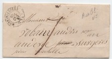 1847 LETTRE MONTIVILLIERS SEINE MARITIME ET RARE AMBULANT CHEMINS DE FER AU DOS 