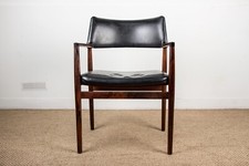 Fauteuil Danois en Palissandre et Cuir par Erik Worts pour Soro Stolefabrik.