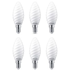 6 X Philips LED Filament Bougies Tournée 4,5W = 40W E14 Mat Blanc Neutre