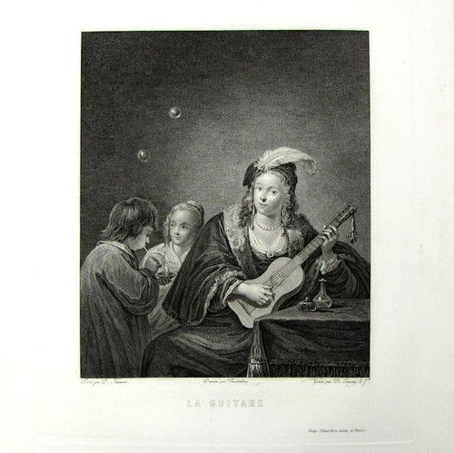 Gravure guitare c1835 - gravure, david