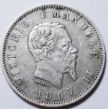 ITALIE: 1 LIRE ARGENT 1867M-BN MILAN