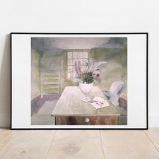 Ravilious Jardin Fleurs sur Un Cottage Table Fin Art Imprimé Galerie Mural Art