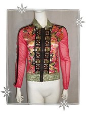 ¶ - Gilet Cardigan Court Imprimé Rouge ...  Perles Dentelle Broderie Wooxoom T 3
