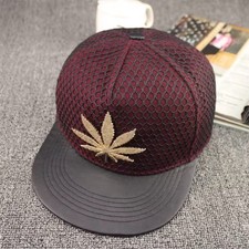 Casquette Hip Hop , Unisexe feuille de cannabis en métal couleur or , Hip Hop  p