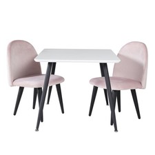 Table Enfant & 2 Chaises "Polar" 80cm Blanc & Rose