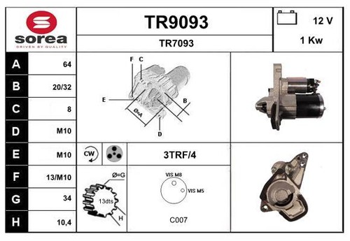 Démarreur snra tr9093 - snra,
