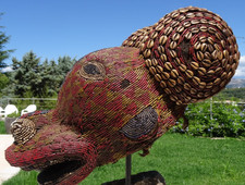 Masque Heaume Léopard  Bamiléké perlé  50 cm  Cameroun  Art Africain