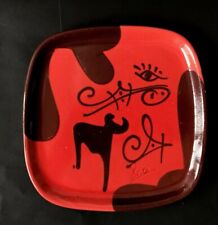 Assiette Signée IGNACIO BUXO Y GOU décor Corrida forme carrée rouge & noire