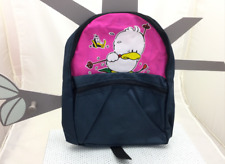 sac à dos enfant bleu rose imprimé canard blanc sur skis  31 x 22 x 8 cm env