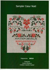 Fiche Point de Croix  Isabelle Vautier  " SAMPLER COEUR NOËL " 