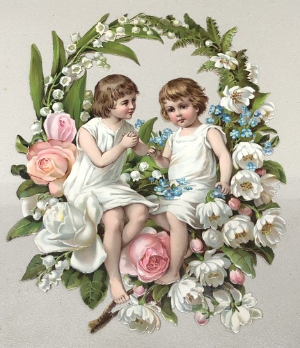 Children sitting floral - on,