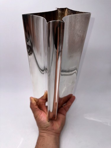 Large chrome metal - , vase