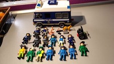 YD LOT PLAYMOBIL CAMION  VAN FOURGON POLICE FRANCAISE POLICIER + GYROPODE