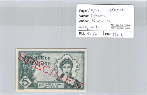 Algérie spécimen francs - 5,