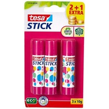 [57076-00200-02] tesa Pack de 3 Bâton de colle EcoLogo 10 g Rose